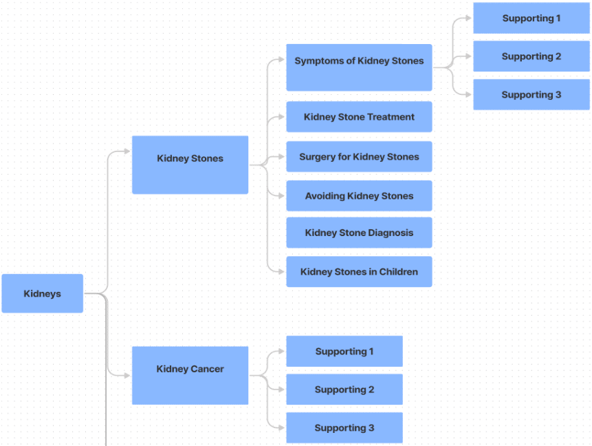 An example of a urology practice's content silo.